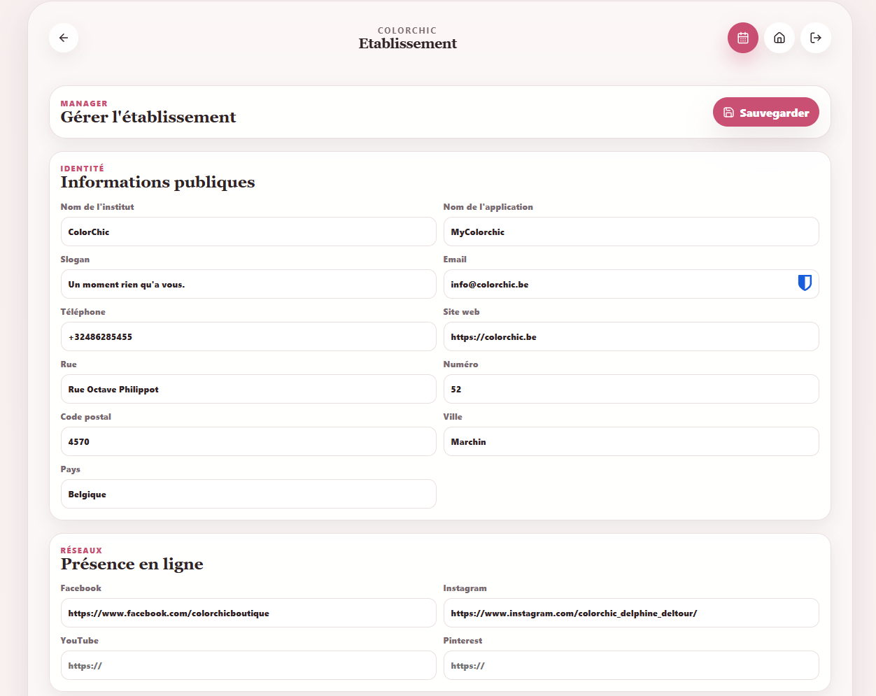 Paramétrage des informations publiques de l’établissement