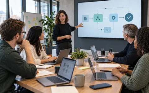 Équipe concevant un agent IA pour automatiser un processus de travail