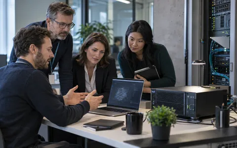 Équipe évaluant une infrastructure locale pour l’intelligence artificielle