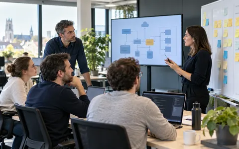 Petite équipe interne de développement organisant son architecture et son backlog