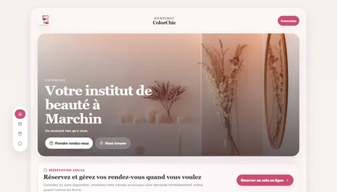 Accueil de l’application My Colorchic avec accès direct à la réservation